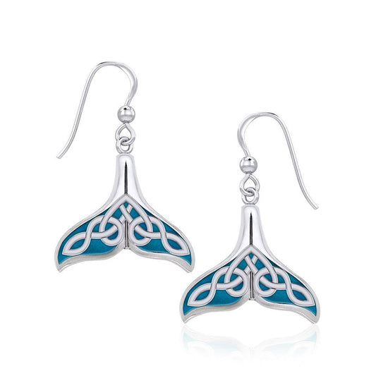 Celtic Whale Tail Silver Earrings with Enamel TER1931