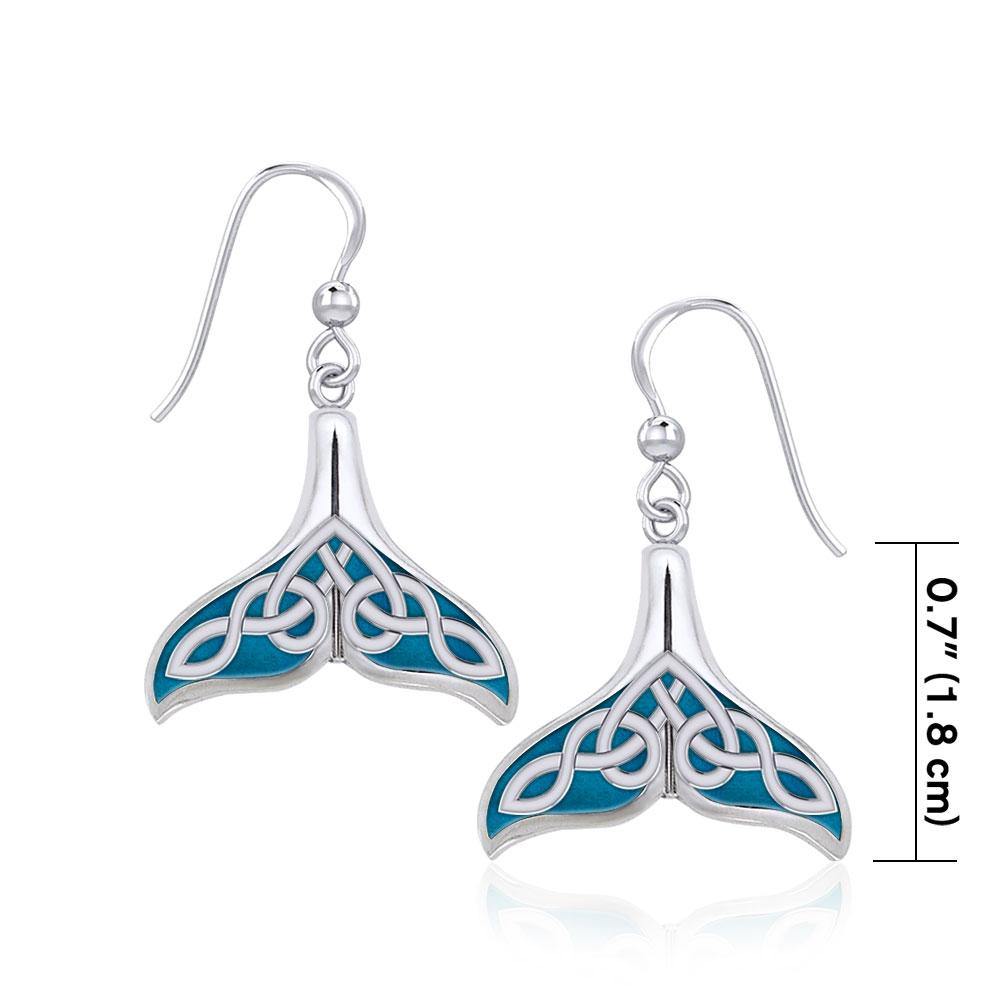 Celtic Whale Tail Silver Earrings with Enamel TER1931