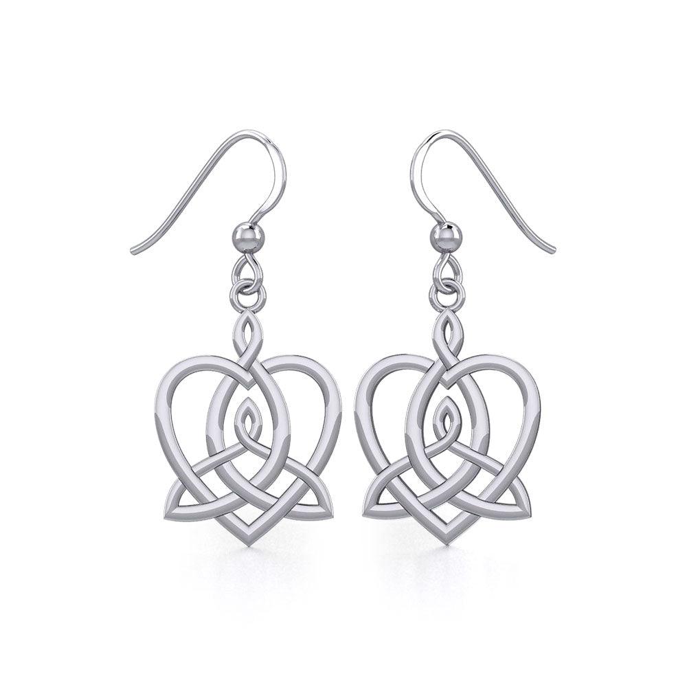 Celtic Motherhood Triquetra or Trinity Heart Silver Earrings TER1948