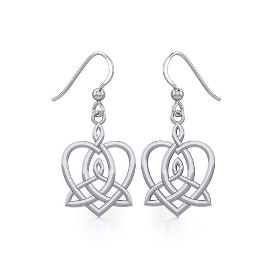 Celtic Motherhood Triquetra or Trinity Heart Silver Earrings TER1948