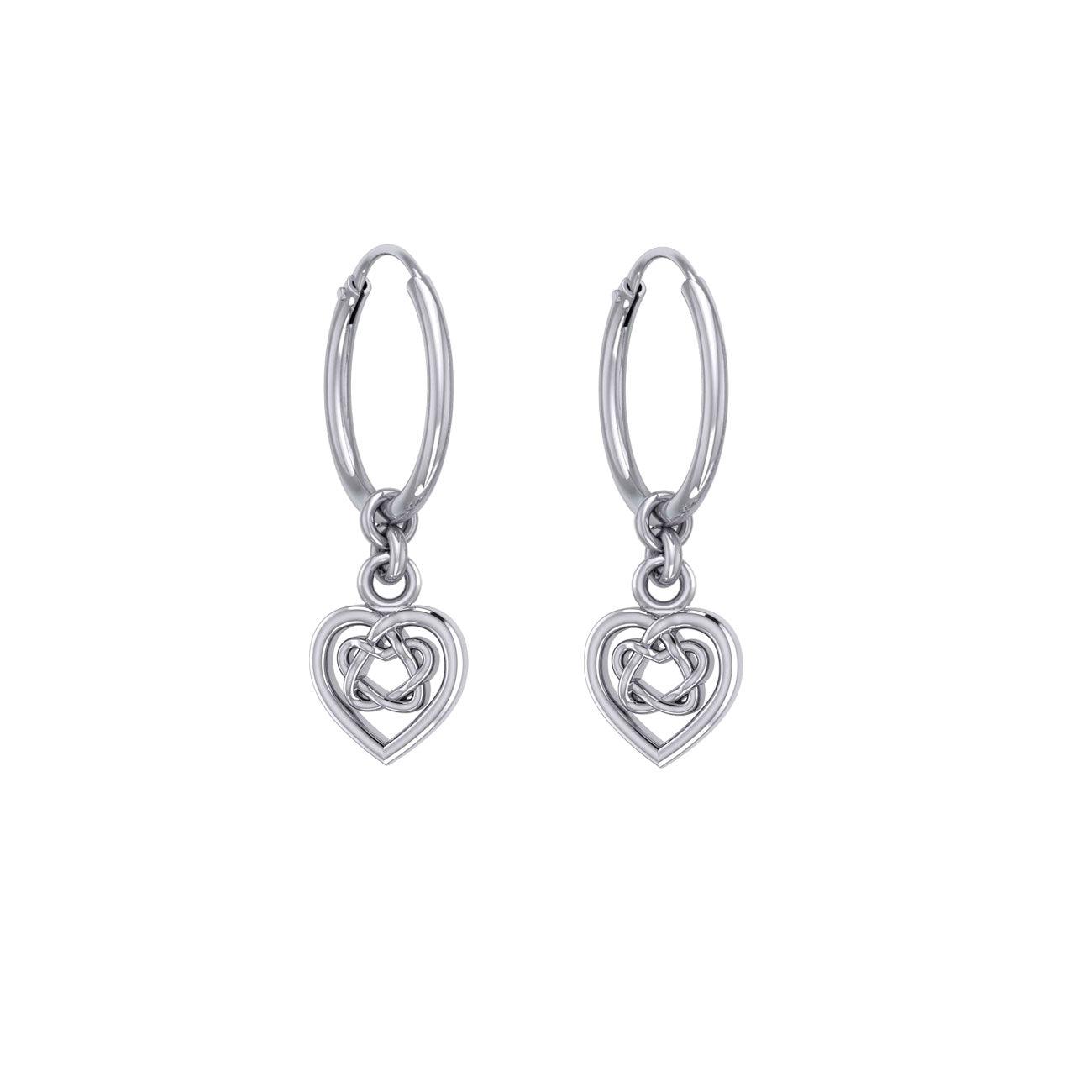 Celtic Knotwork Heart Silver Hoop Earrings TER2060
