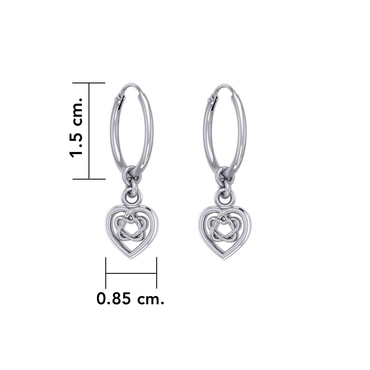 Celtic Knotwork Heart Silver Hoop Earrings TER2060