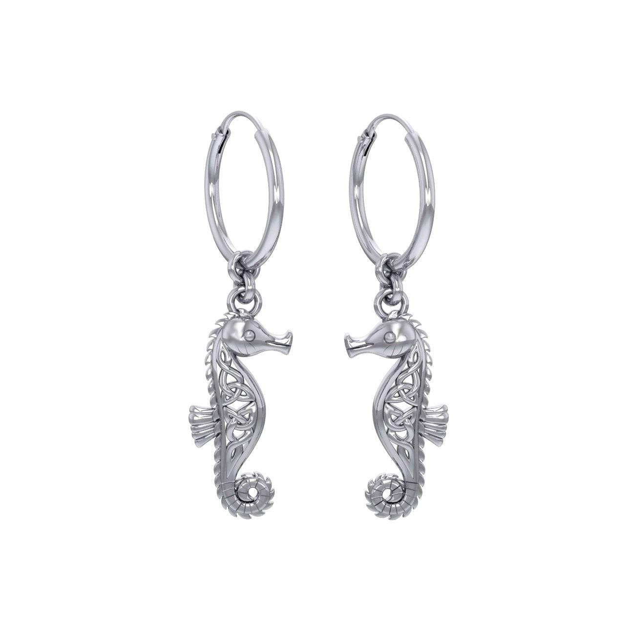 Celtic Knots Seahorse Silver Hoop Earrings TER2083