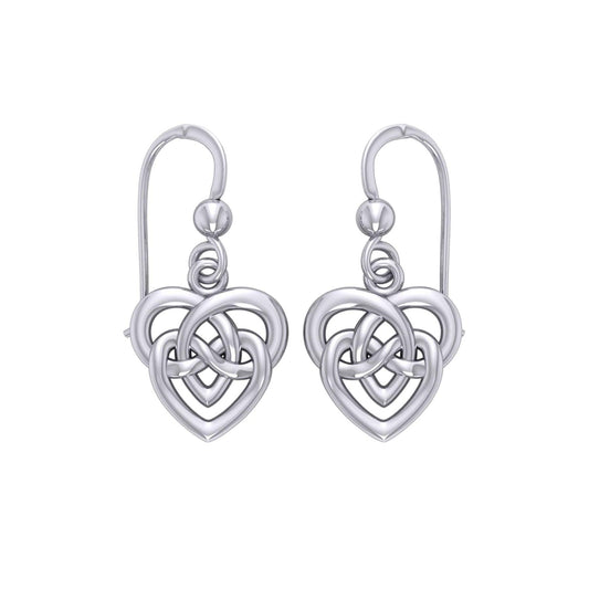 Celtic Infinity Knotwork Heart Silver Earrings TER2159