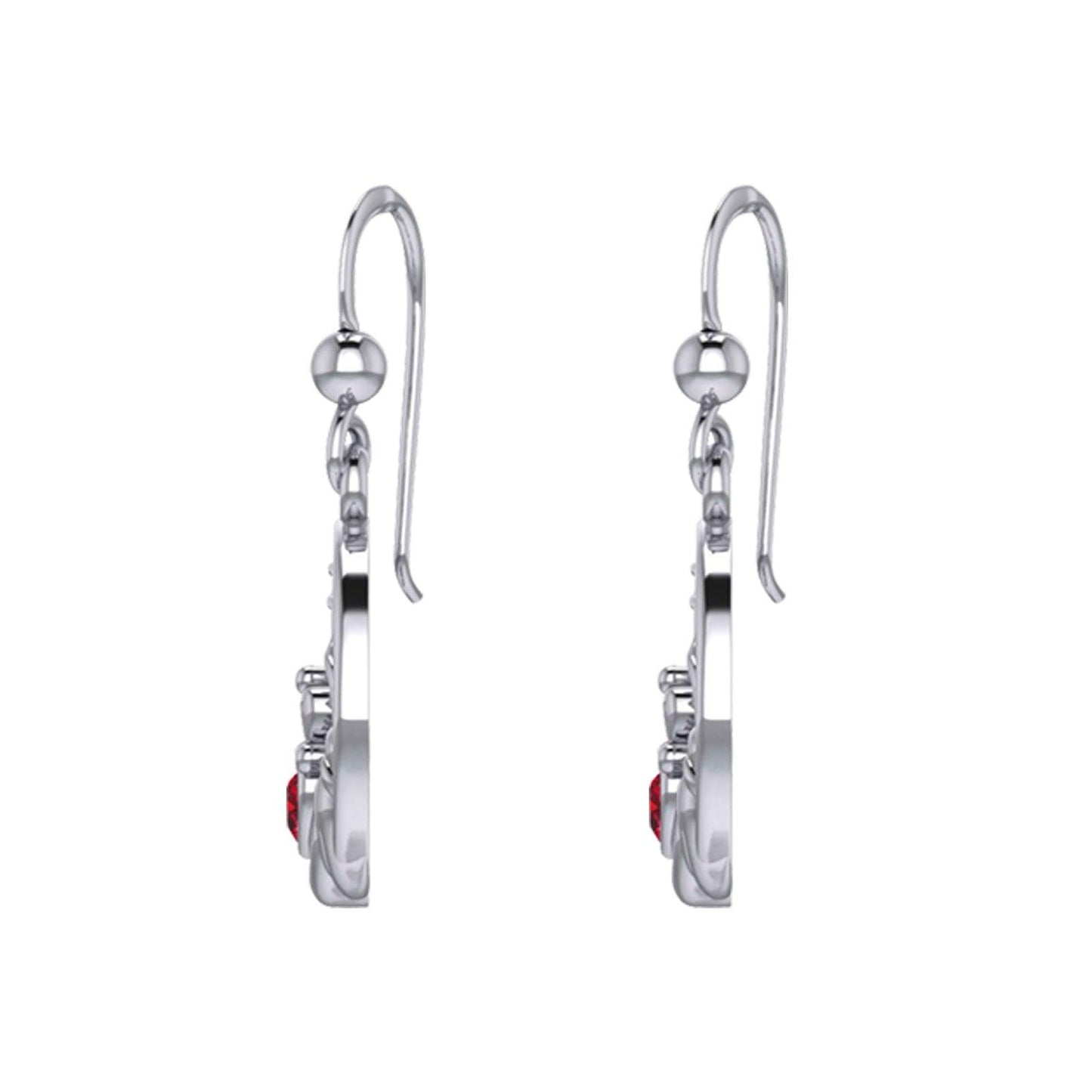 Claddagh on Celtic Moon Silver Earrings with Heart Gemstone TER2173