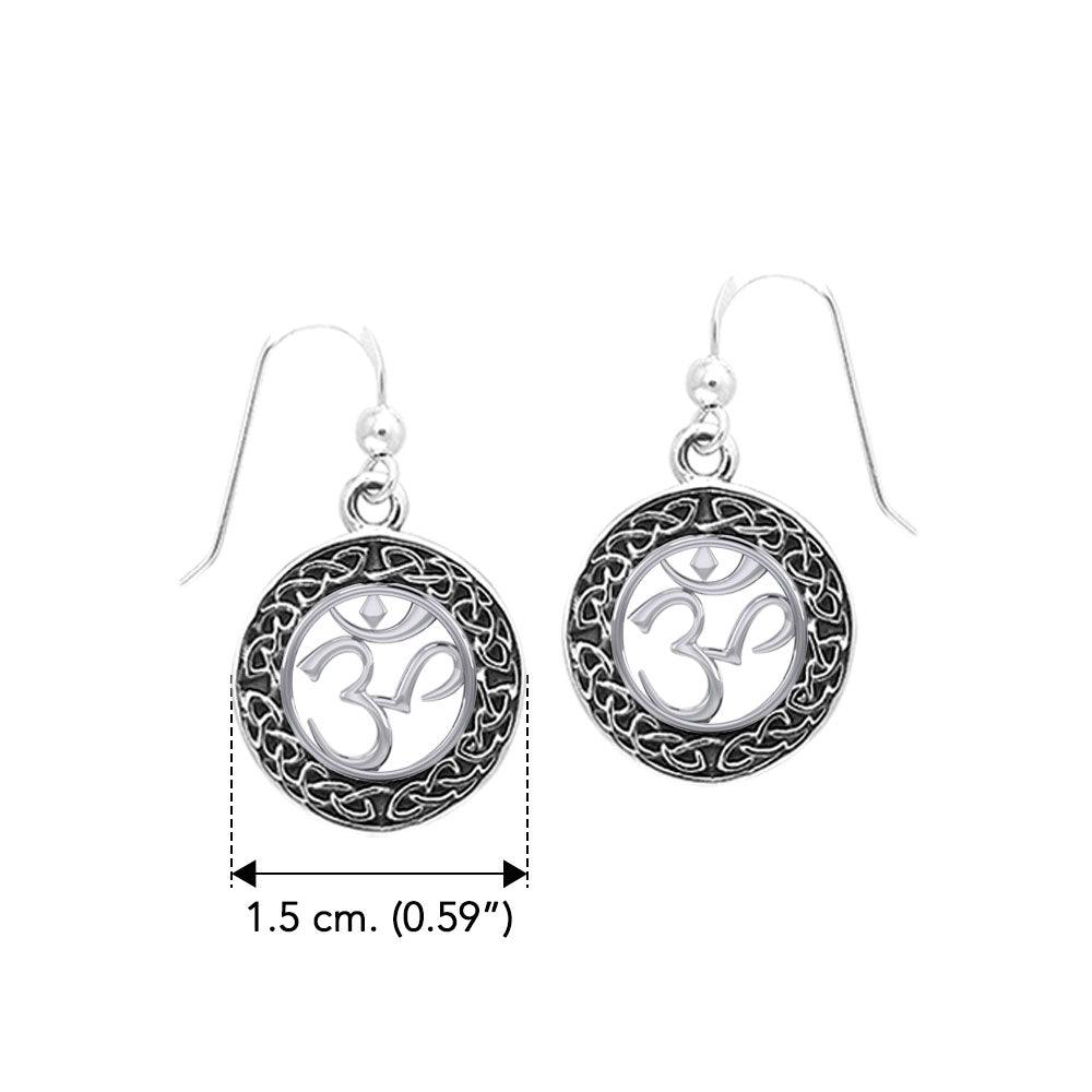 Om with Celtic Border Silver Earrings TER2201