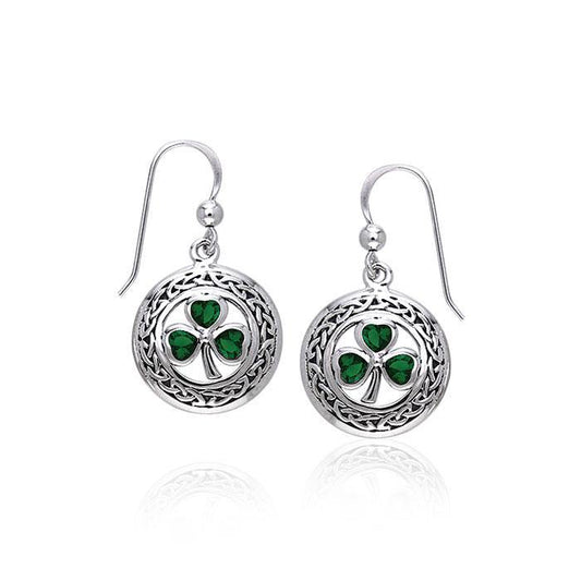 Celtic Knotwork Shamrock Sterling Silver Earrings TER227