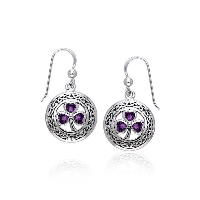 Celtic Knotwork Shamrock Sterling Silver Earrings TER227
