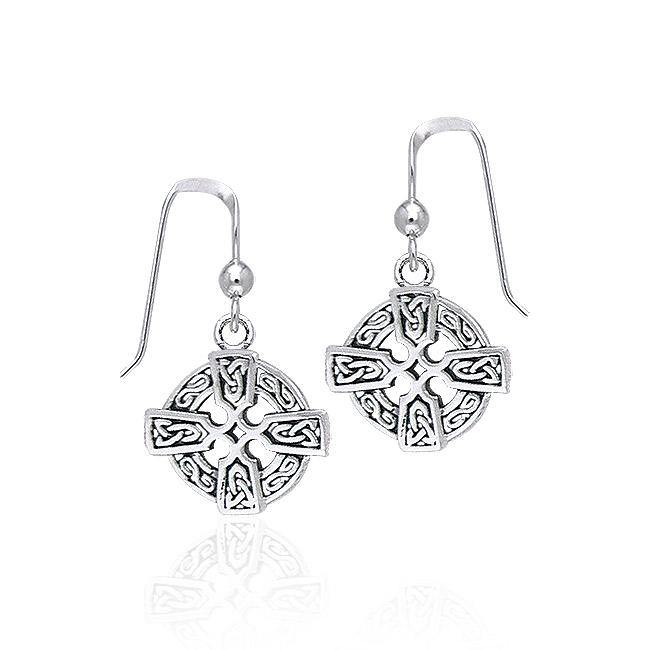 Celtic Cross Silver Earrings TER379