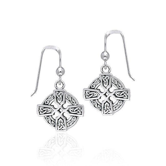 Celtic Cross Silver Earrings TER379