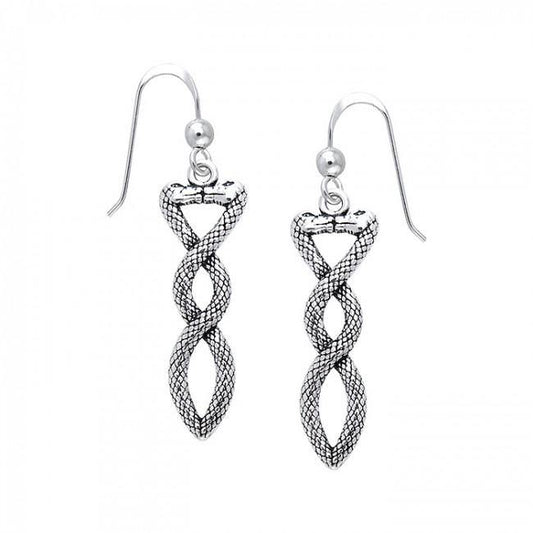 Celtic Snake Earrings Details : .925 Sterling Silver Earrings size 0.96 cm. (0.37") W x 3.08 cm. (1.21") H