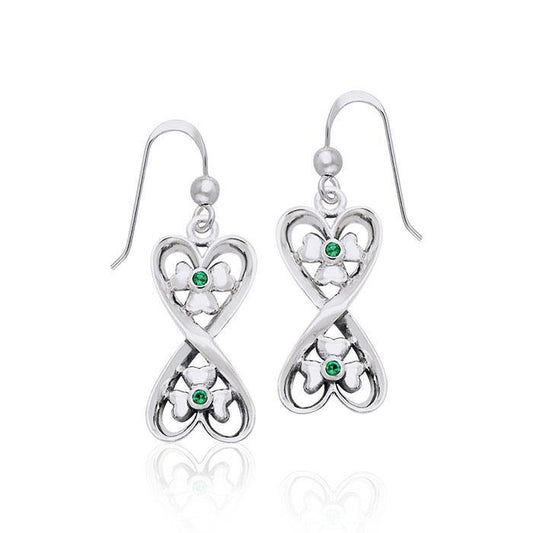 Danu Elegant Silver Celtic Knotwork Earrings with Gems TER544