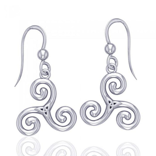 Celtic Triskelion Trinity Knot Sterling Silver Earrings TER709