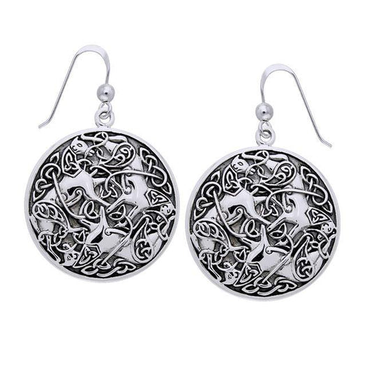 Celtic Knot Horse Silver Earrings TER996