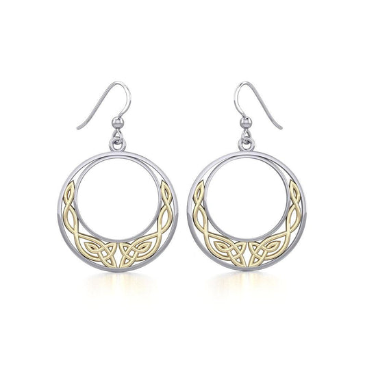 Celtic Moon Silver and 14K Gold accent Earrings TEV101
