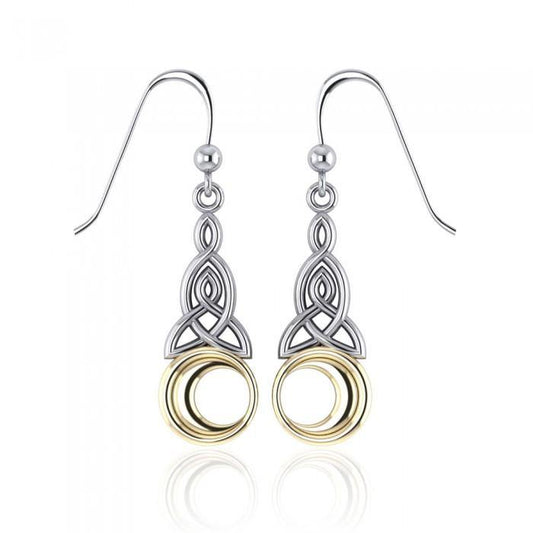 Celtic Knot Moon Sterling Silver with 14K Gold Accent Earrings TEV2565