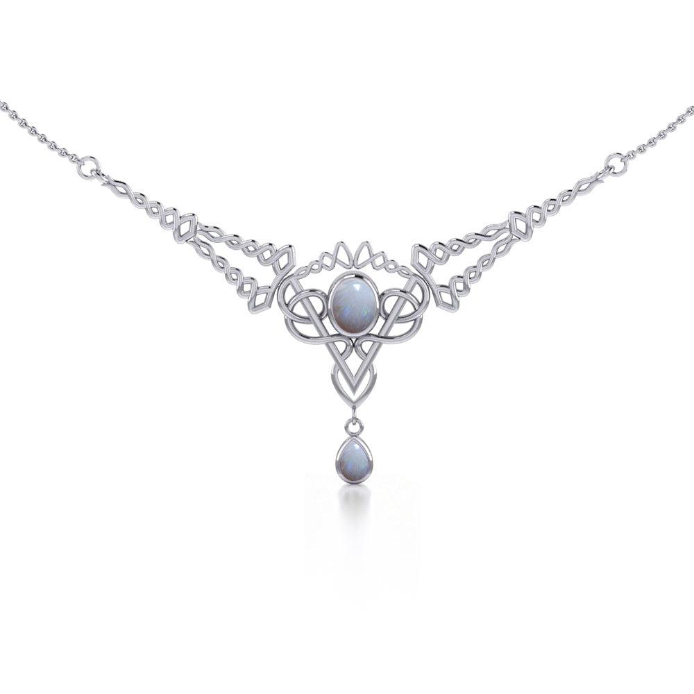 Celtic Filigree Twist Sterling Silver Necklace with Gemstone TN050