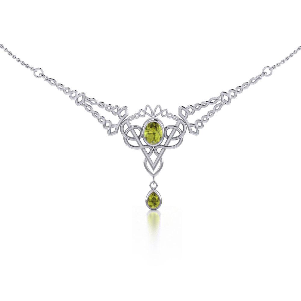 Celtic Filigree Twist Sterling Silver Necklace with Gemstone TN050