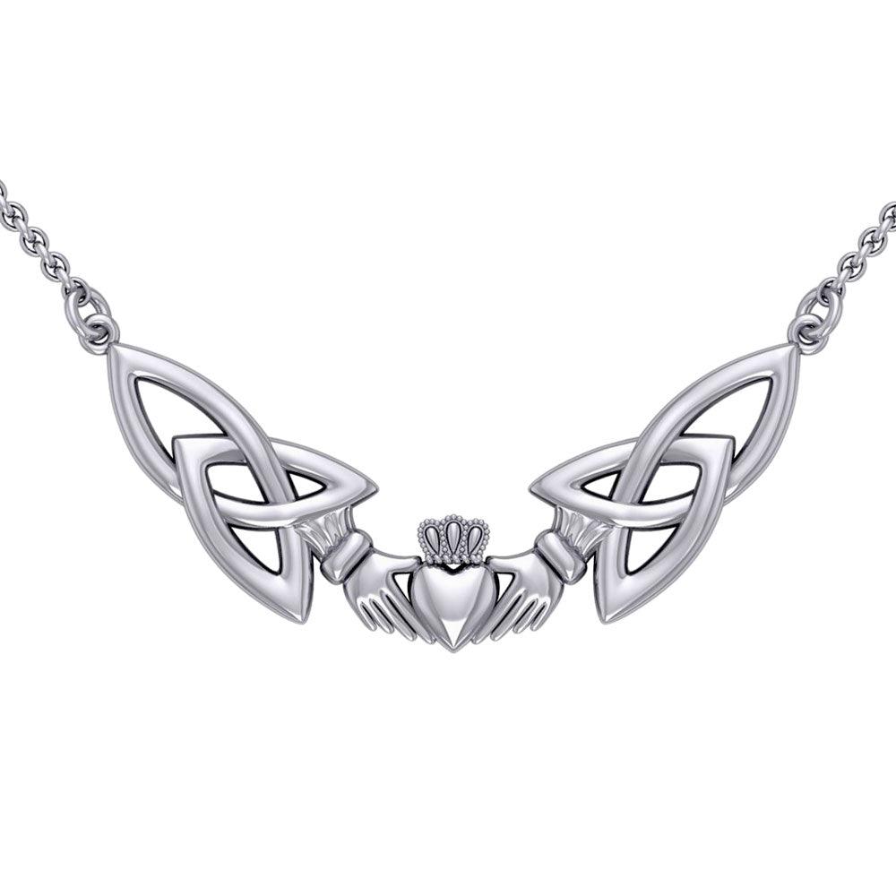 I give you my lasting love ~ Celtic Knotwork Claddagh Sterling Silver Necklace TN093