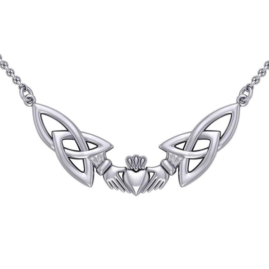 I give you my lasting love ~ Celtic Knotwork Claddagh Sterling Silver Necklace TN093