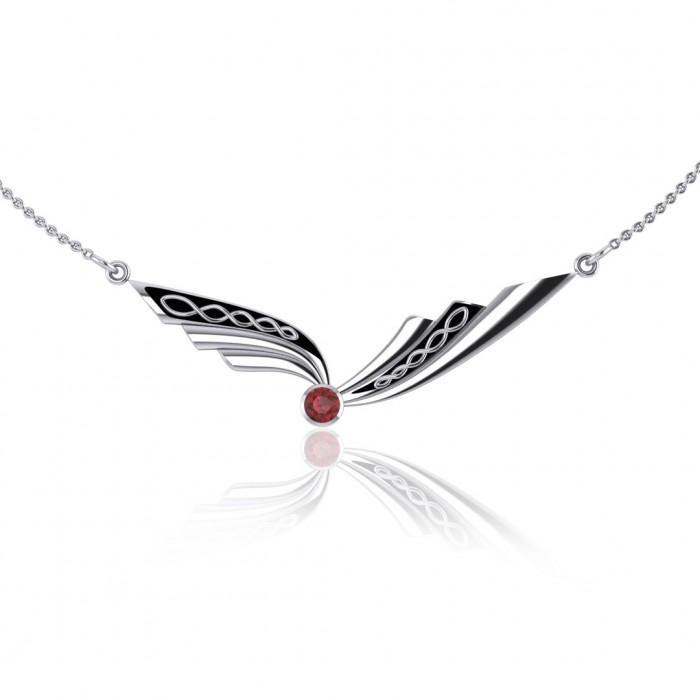 Celtic Knotwork Silver Necklace with Gemstone TN190