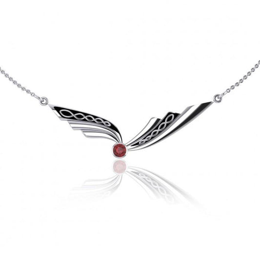 Celtic Knotwork Silver Necklace with Gemstone TN190