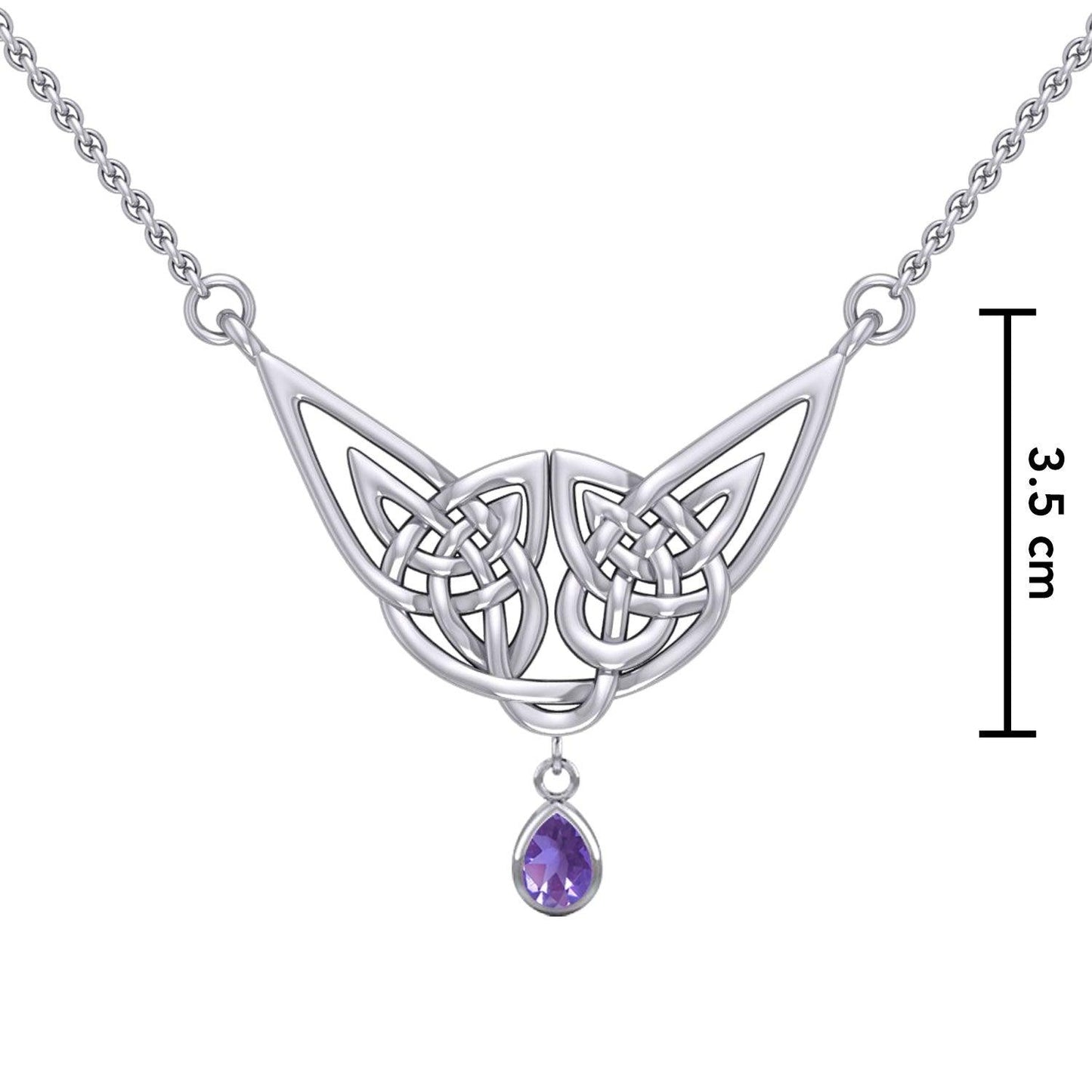 Celtic Knotwork Silver Necklace with Gemstone TN256