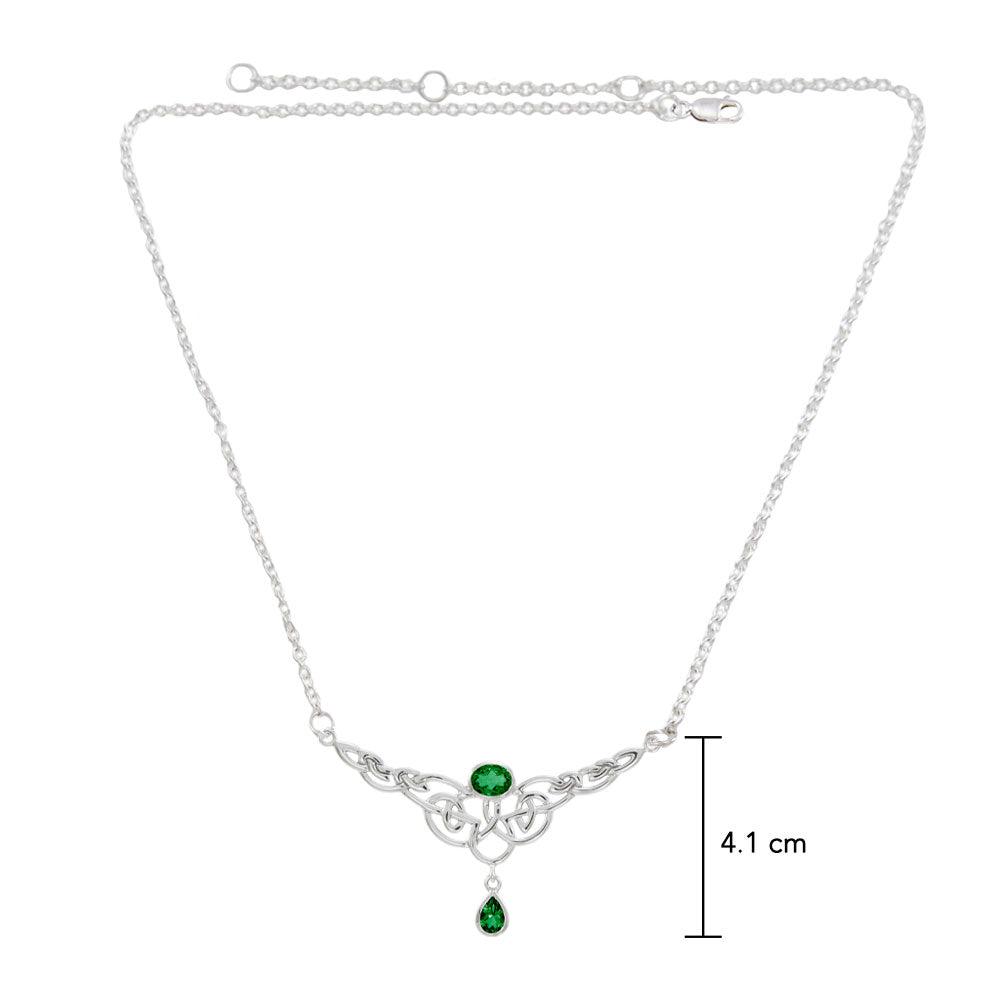 Celtic Knotwork Silver Necklace with Dangling Gemstone TN259