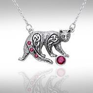 Celtic Cat Gemstone Necklace TNC042