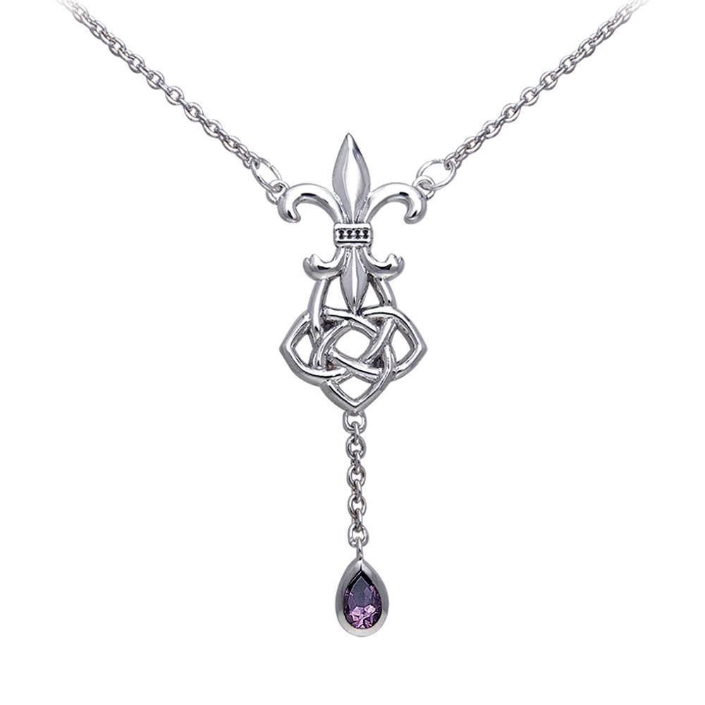 Celtic Knotwork Silver Fleur De Lis Necklace TNC045