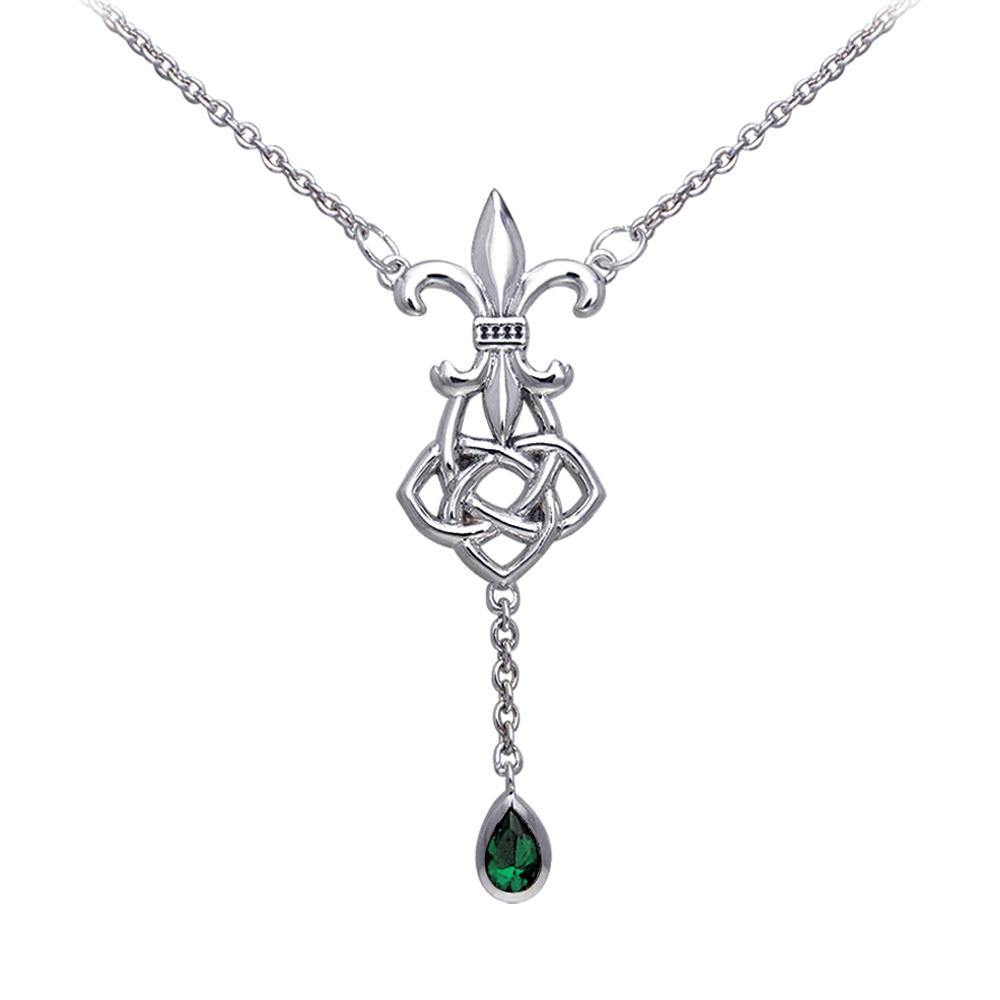 Celtic Knotwork Silver Fleur De Lis Necklace TNC045