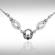 Celtic Knotwork Silver Claddagh Necklace TNC082