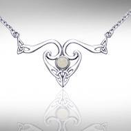 The elegance of Celtic Heritage Silver Celtic Triquetra Necklace with Gemstone TNC162