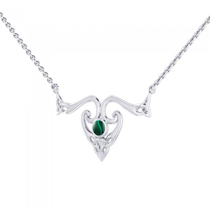 The elegance of Celtic Heritage Silver Celtic Triquetra Necklace with Gemstone TNC162