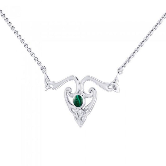 The elegance of Celtic Heritage Silver Celtic Triquetra Necklace with Gemstone TNC162