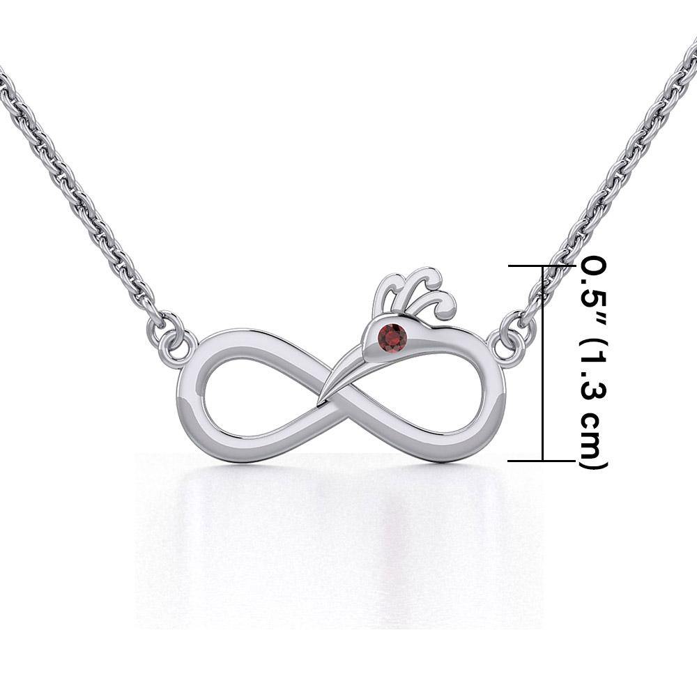 Infinity Peacock Silver Necklace with Gemstone TNC487