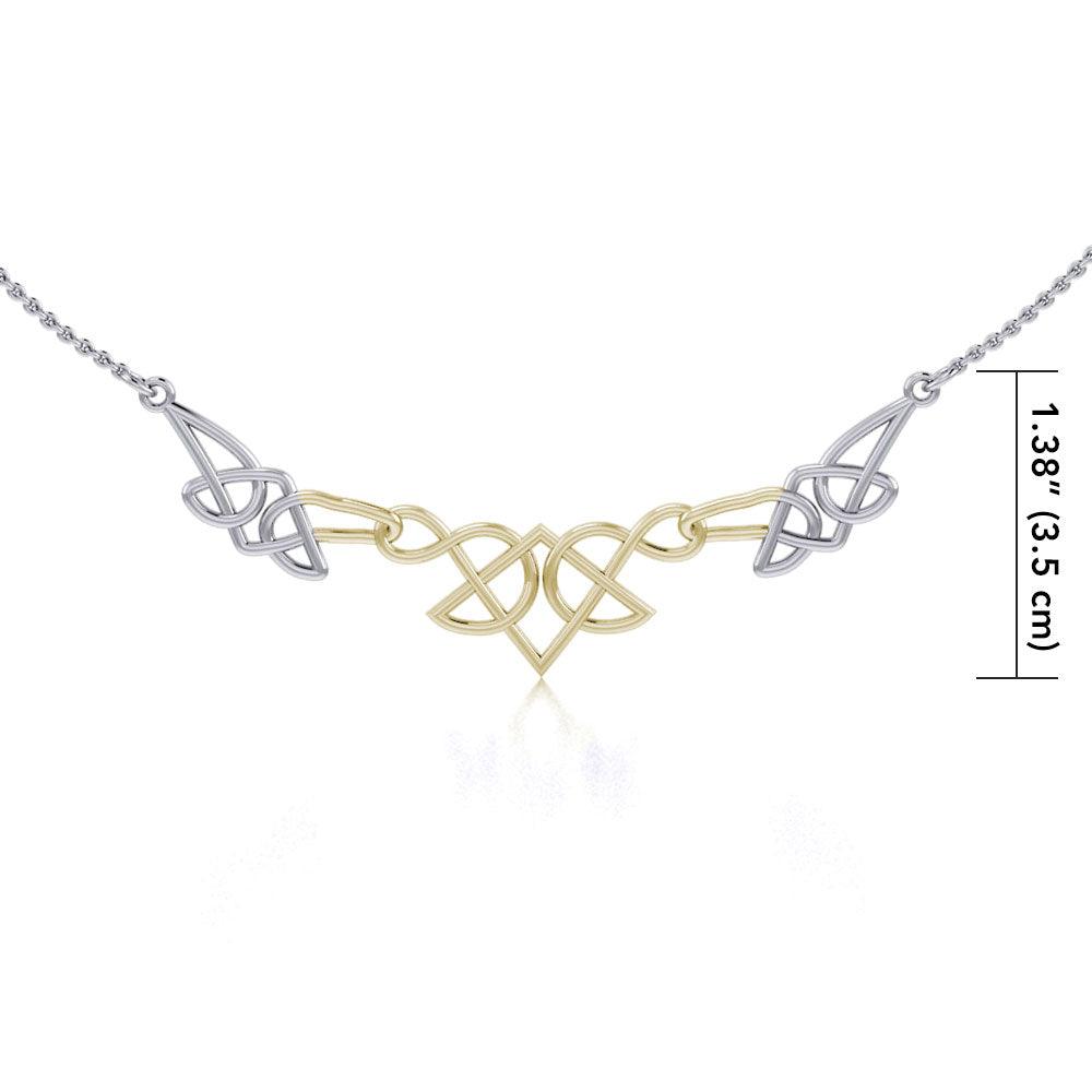 The beautiful art of eternity ~ Celtic Knotwork Sterling Silver Necklace Jewelry with Gold accent TNV003