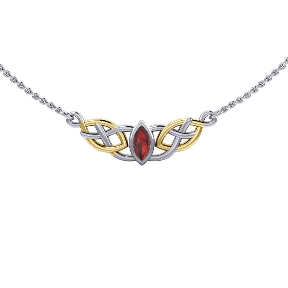 Celtic Knot Gold Accent Silver Necklace TNV116