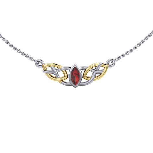 Celtic Knot Gold Accent Silver Necklace TNV116