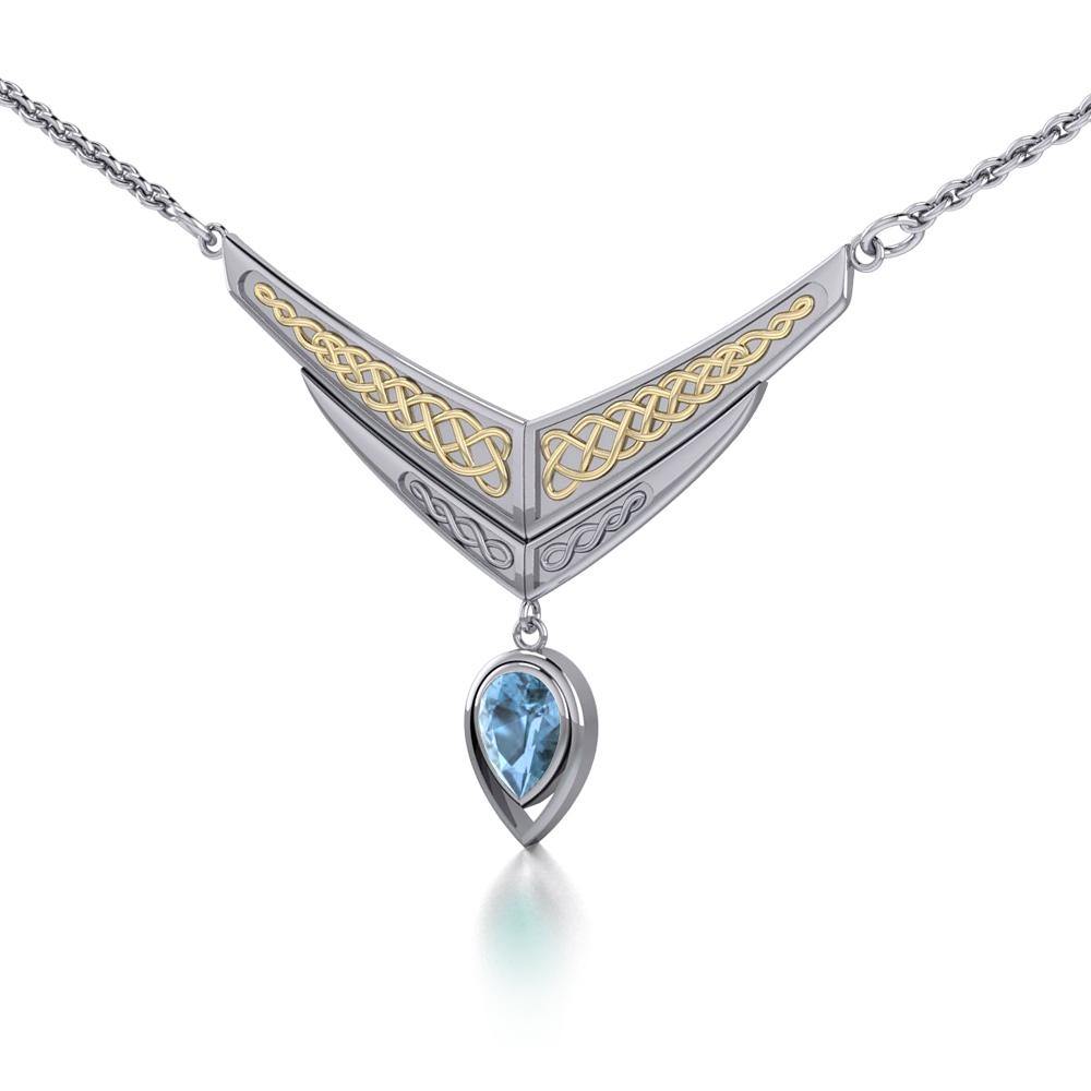 Celtic Knotwork Silver and Gold Necklace TNV214