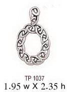 Celtic Knotwork Silver Oval Pendant TP1037