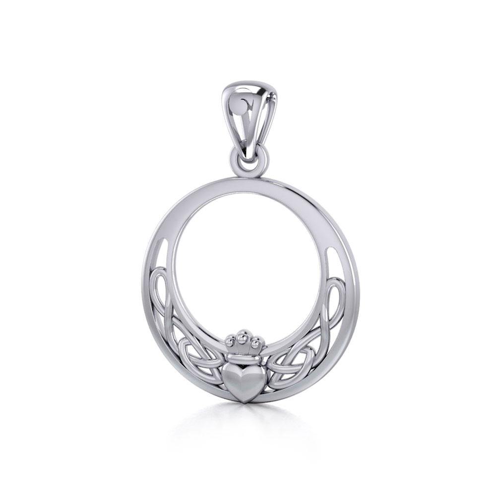 Celtic Claddagh & Celtic Knotwork Silver Pendant TP1442