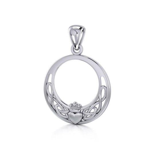 Celtic Claddagh & Celtic Knotwork Silver Pendant TP1442