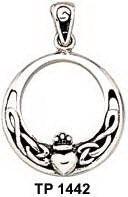 Celtic Claddagh & Celtic Knotwork Silver Pendant TP1442