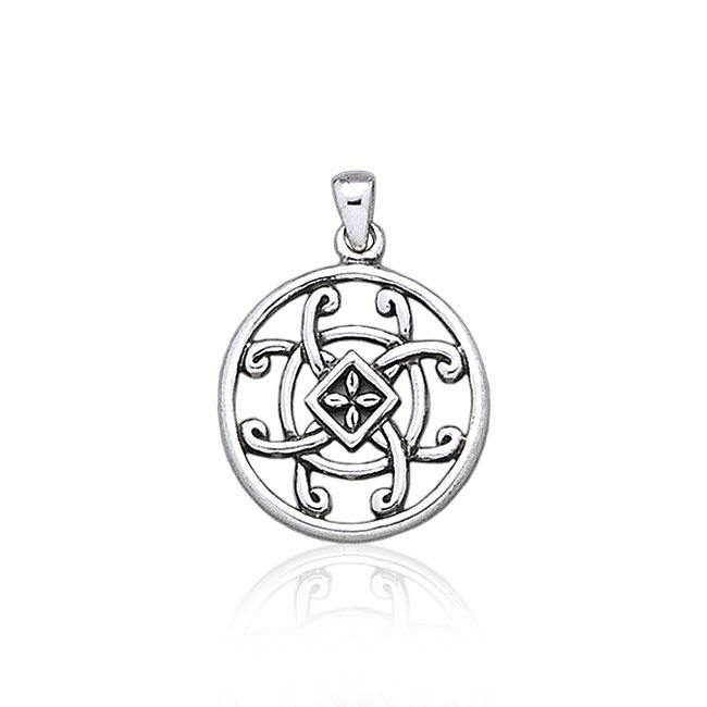 Celtic Knotwork Flowers Silver Pendant TP1444