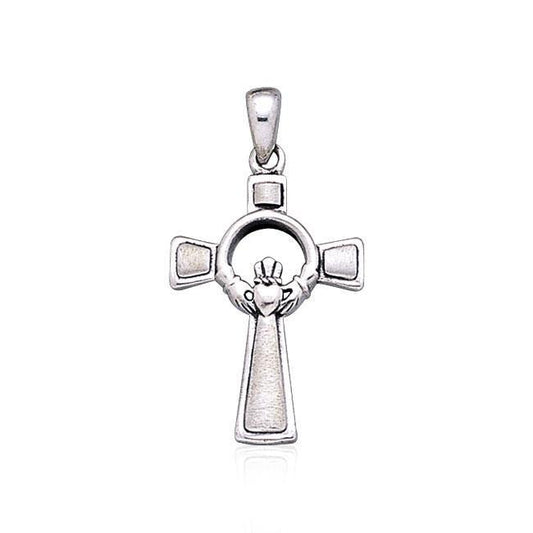 Celtic Claddagh Cross Silver Pendant TP1587
