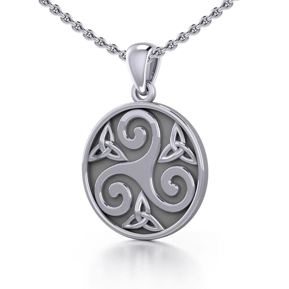 Celtic Triple Spiral Trinity/Triquetra Silver Pendant TP345