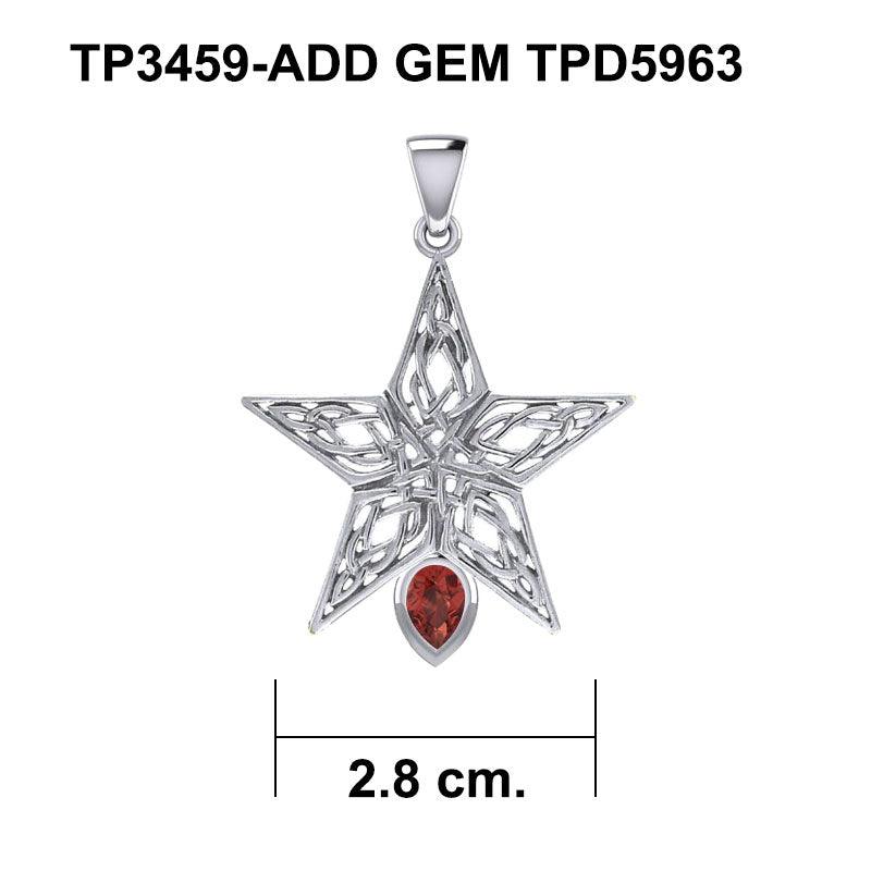 Celtic Star Spirit White Gold Pendant with Gemstone WPD5963-MOD