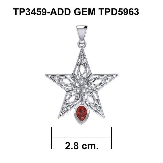 Celtic Star Spirit White Gold Pendant with Gemstone WPD5963-MOD