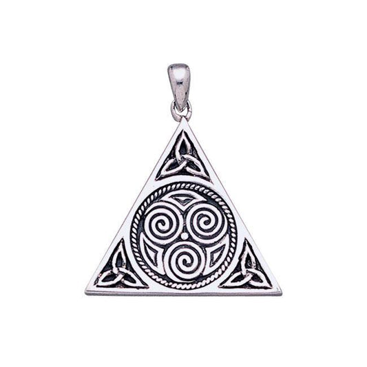 Celtic Triskele Silver Pyramid Pendant TP441